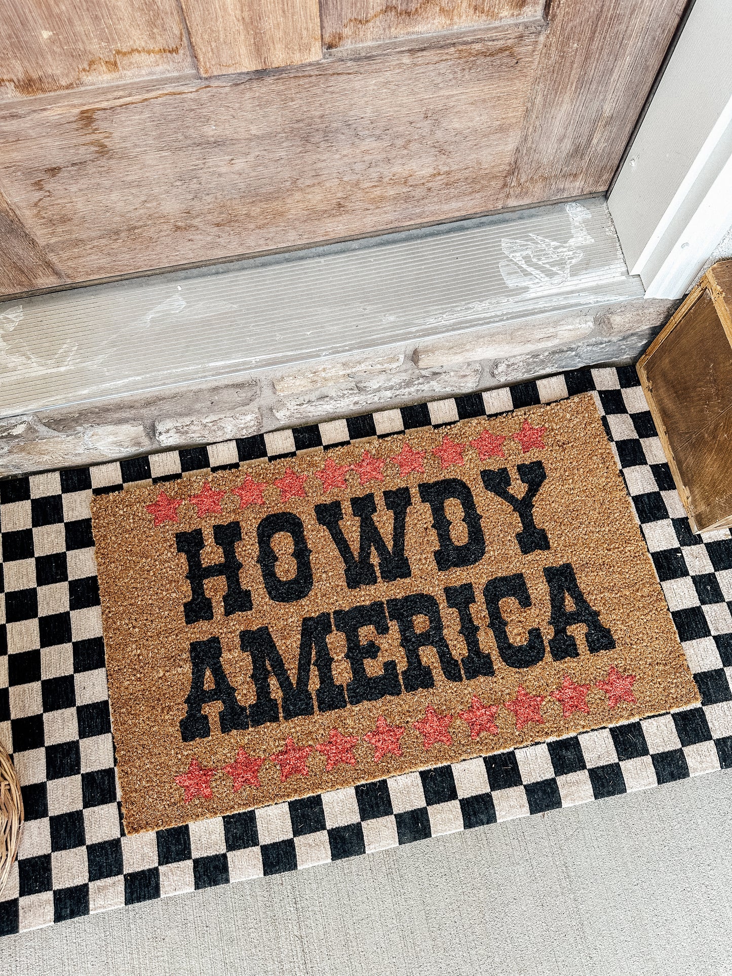 Doormat| 4th of July Doormat | Howdy America | Cute Fourth of July Rug | Porch Decor| 4th of July Party Decor