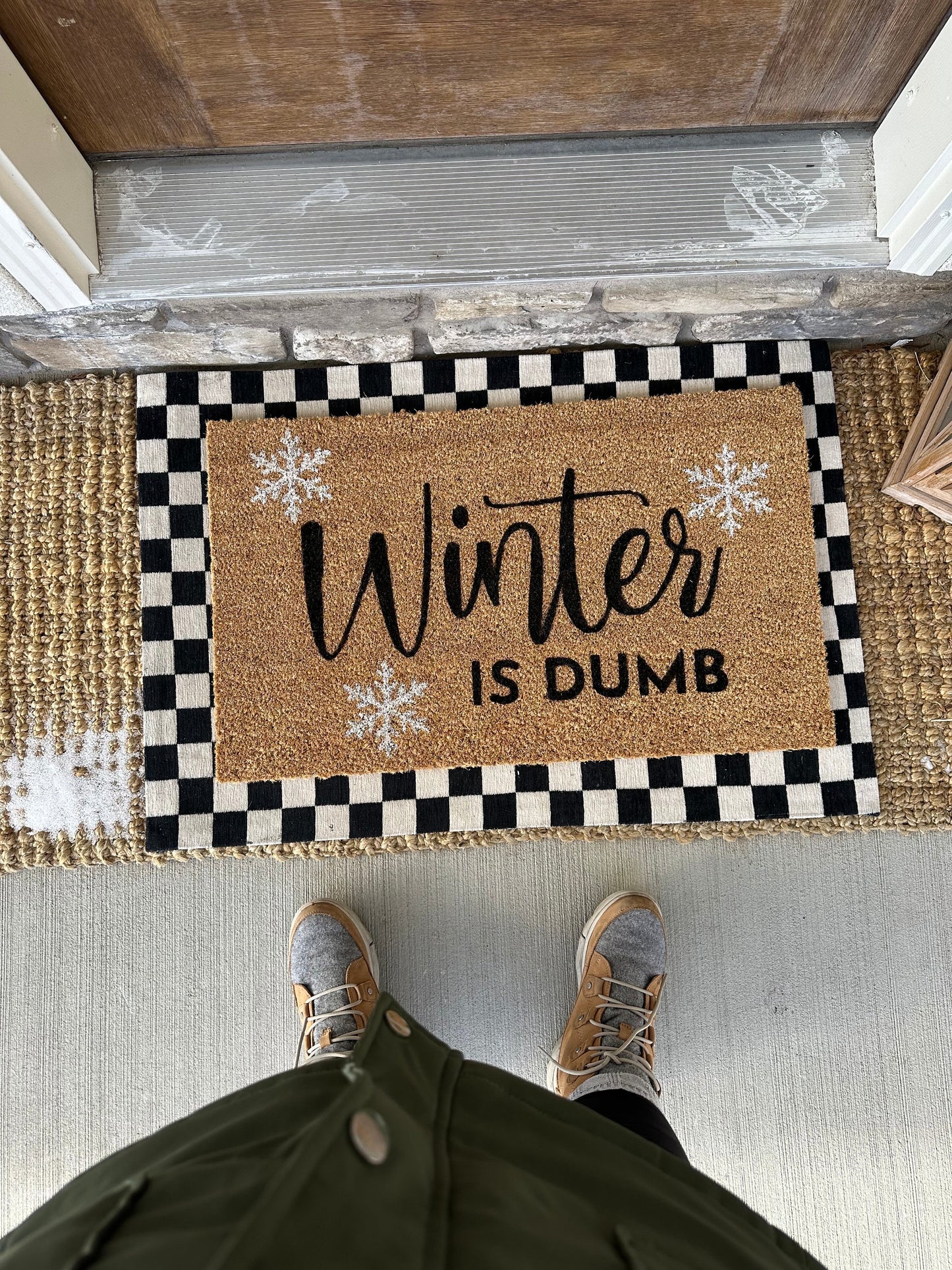 Winter Is Dumb Doormat | Winter Porch Decor | Christmas Porch Decor | Holiday Decor | Funny Entryway Rug | Custom Doormat