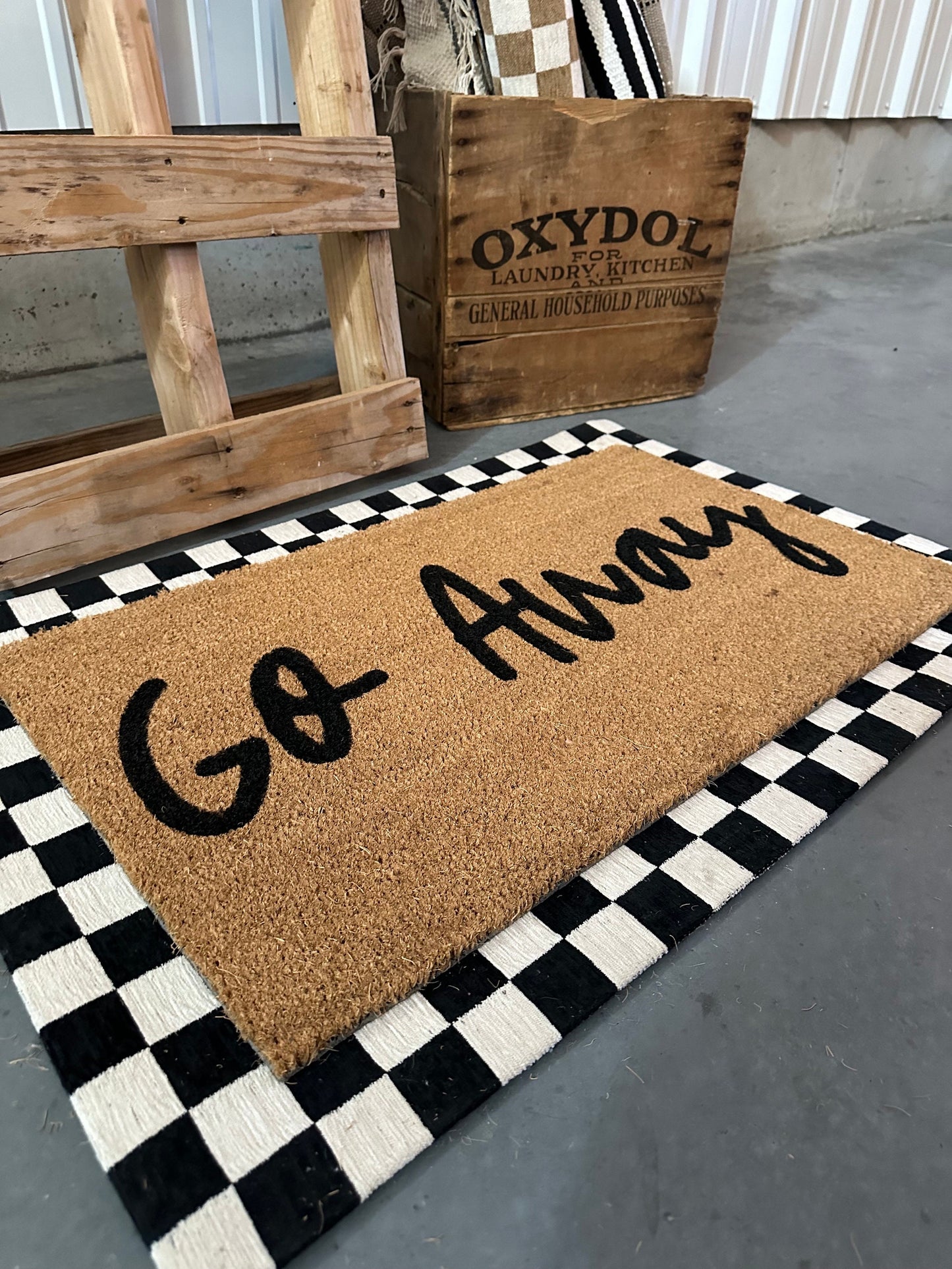 Funny Go Away Doormat | Sarcastic Rug | Go Away Rug | Funny House Warming Gift | Go Away Sign | Porch Mat | Porch Gift | Home Gift