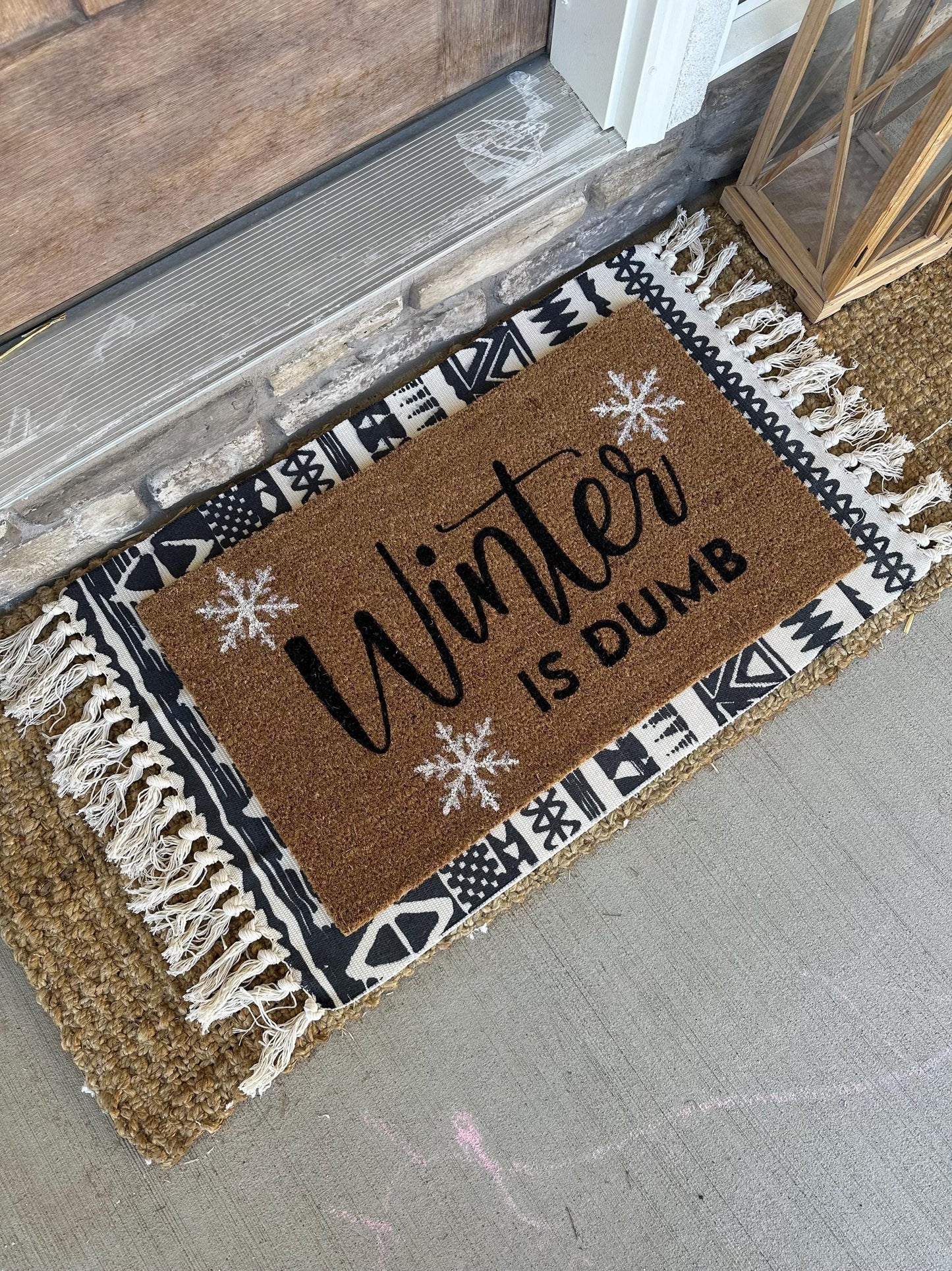 Winter Is Dumb Doormat | Winter Porch Decor | Christmas Porch Decor | Holiday Decor | Funny Entryway Rug | Custom Doormat