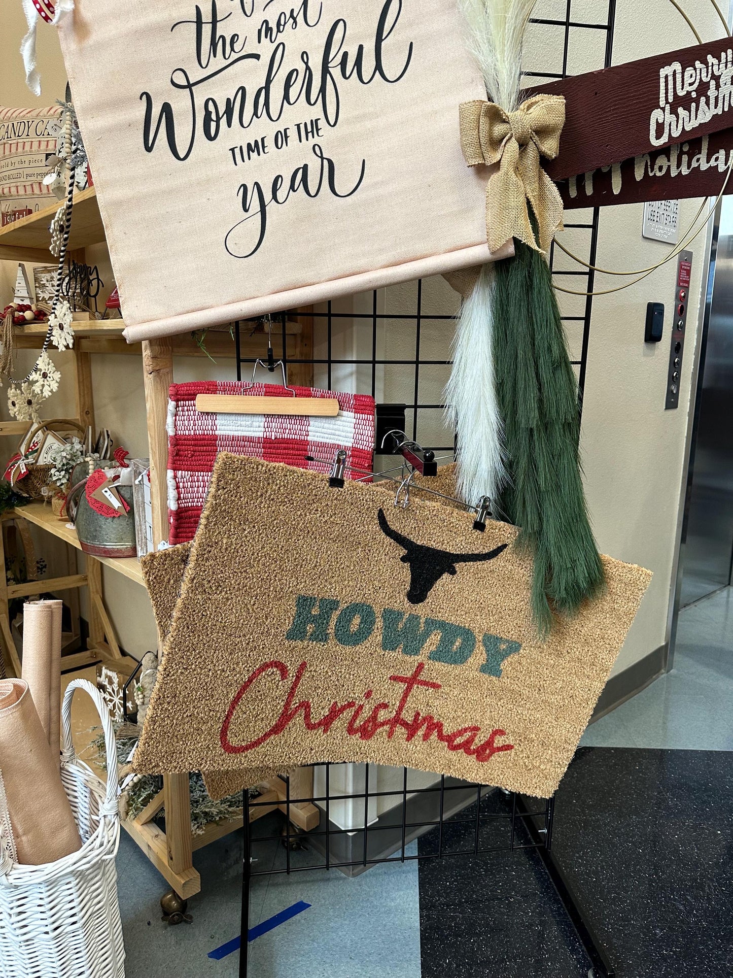 Howdy Christmas Doormat | Country Christmas Home Decor | Custom Doormat | Coir 18X30 Rug