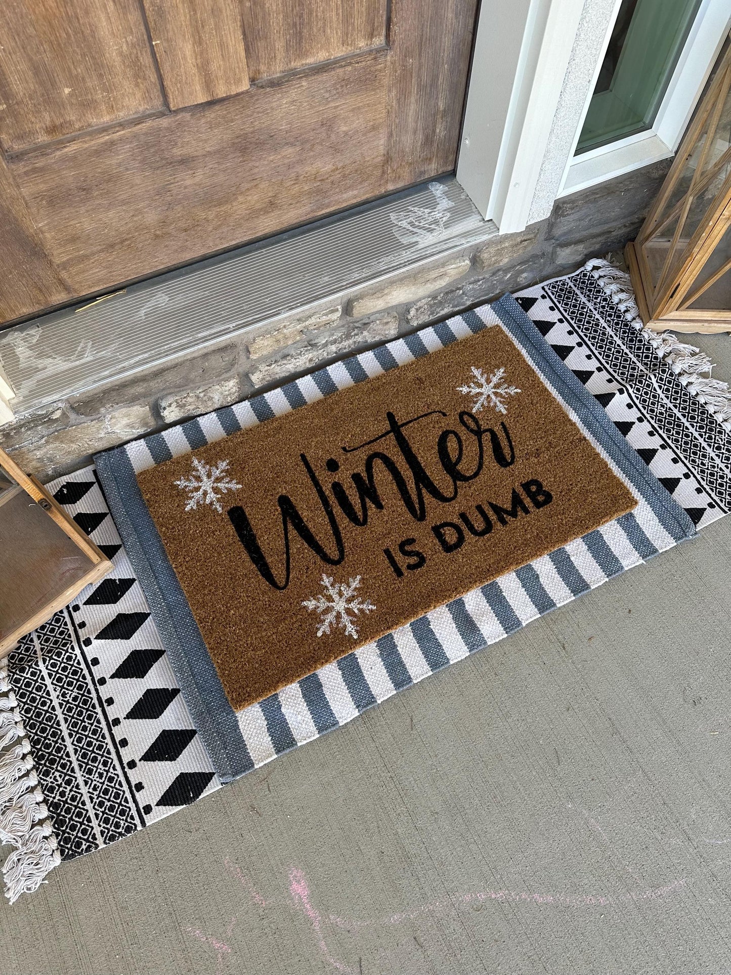 Winter Is Dumb Doormat | Winter Porch Decor | Christmas Porch Decor | Holiday Decor | Funny Entryway Rug | Custom Doormat
