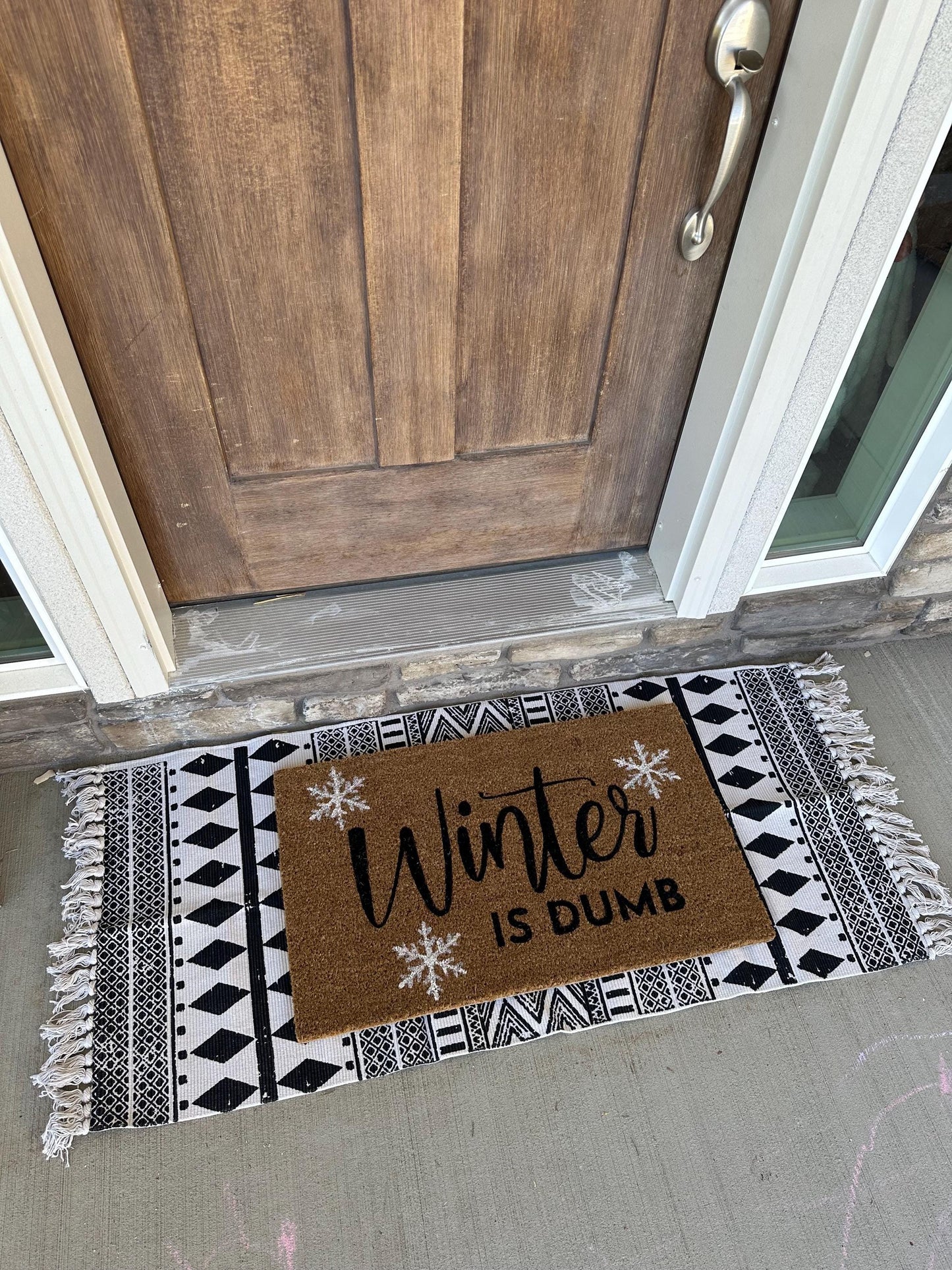 Winter Is Dumb Doormat | Winter Porch Decor | Christmas Porch Decor | Holiday Decor | Funny Entryway Rug | Custom Doormat