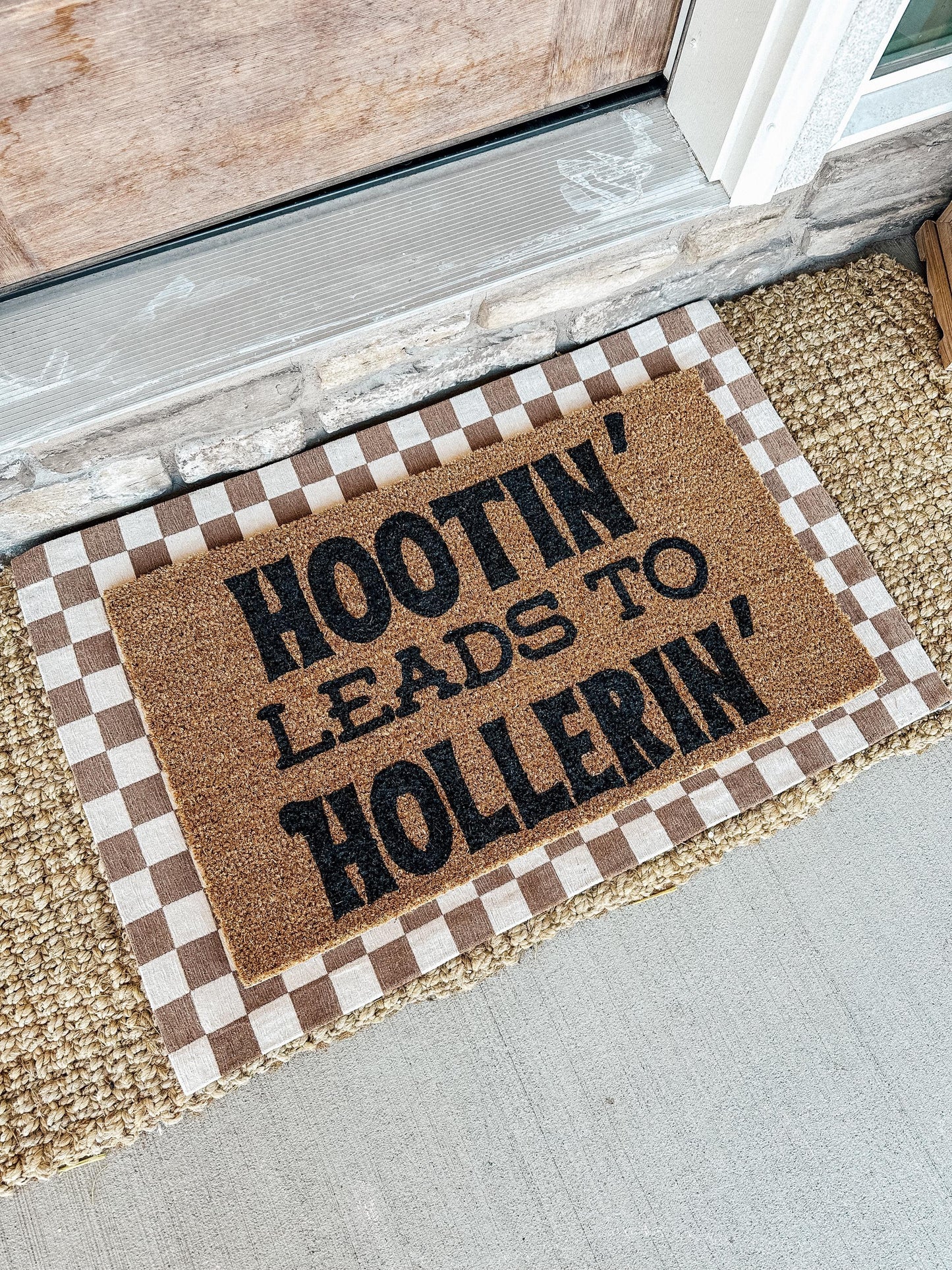 Hootin Leads To Hollerin Doormat | Country Decor for front porch | Western Porch Decor | Farmhouse Doormat