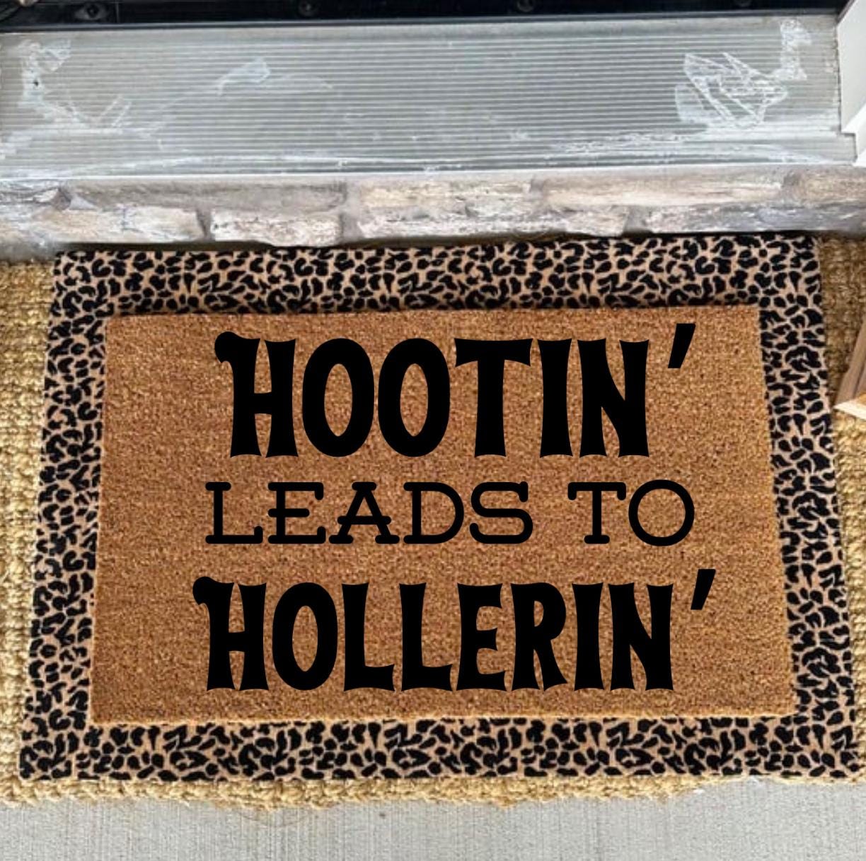 Hootin Leads To Hollerin Doormat | Country Decor for front porch | Western Porch Decor | Farmhouse Doormat