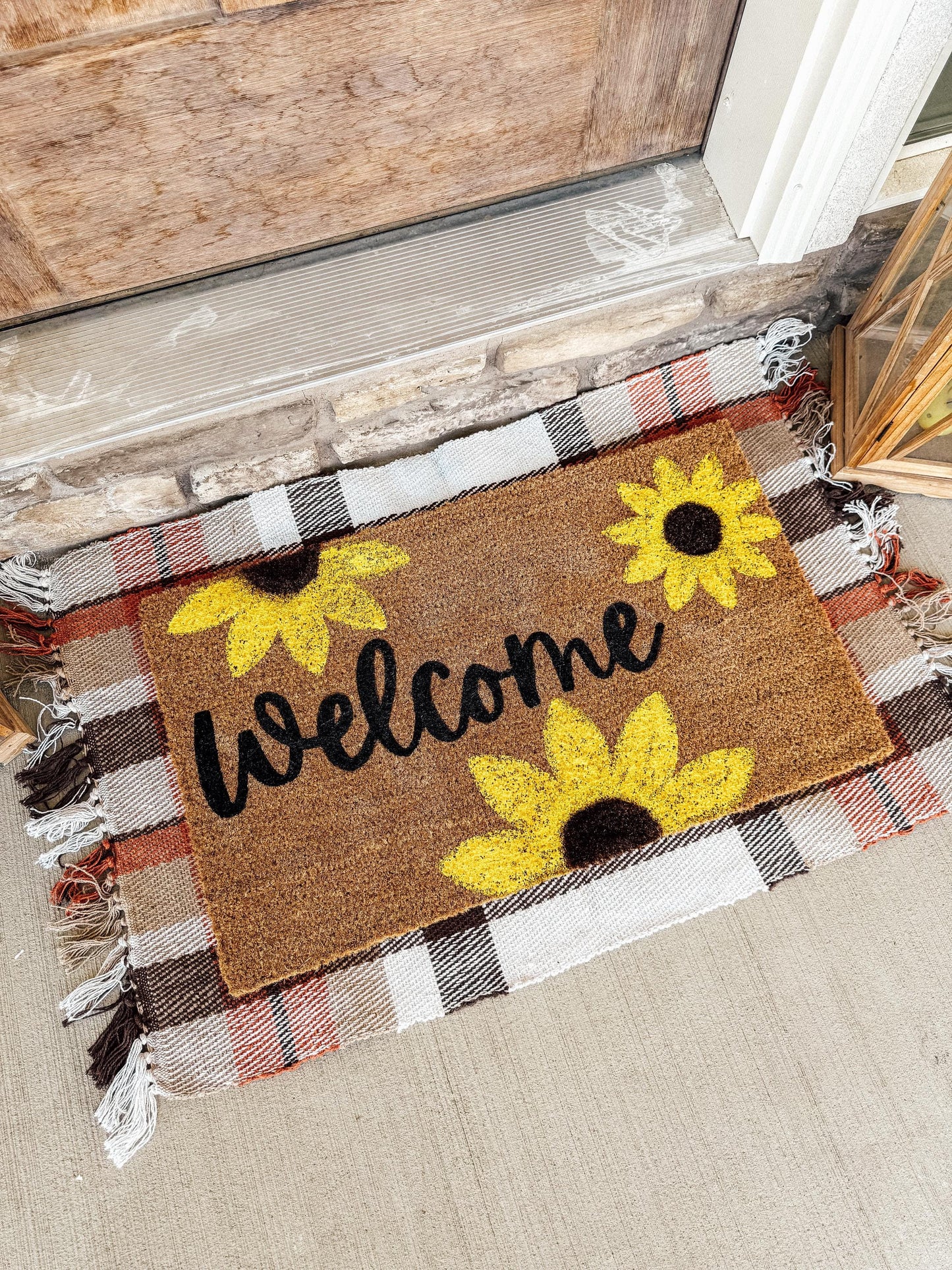 Cute Sunflower Door Mat | Welcome Mat | House warming gift | Rug | Porch Gift | Home Gift for friend | Sister In Law Gift
