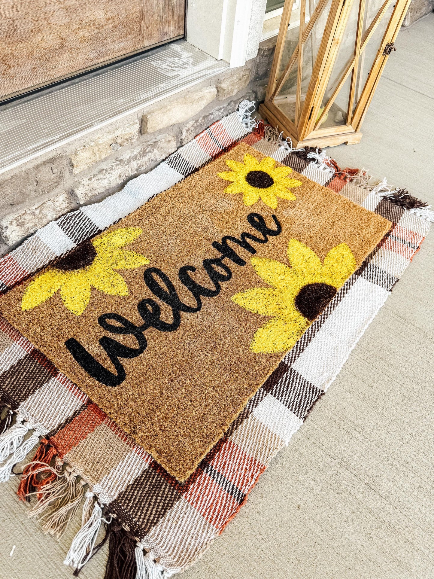 Cute Sunflower Door Mat | Welcome Mat | House warming gift | Rug | Porch Gift | Home Gift for friend | Sister In Law Gift