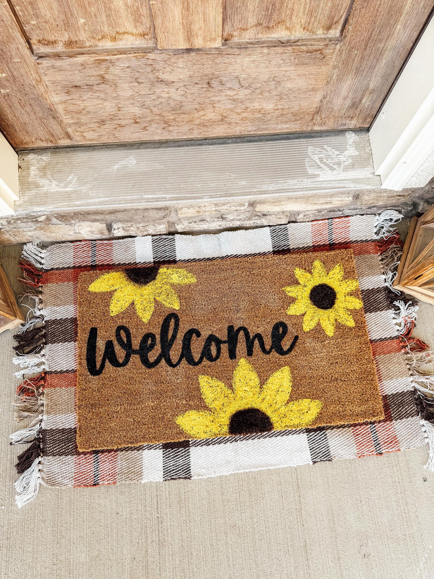 Cute Sunflower Door Mat | Welcome Mat | House warming gift | Rug | Porch Gift | Home Gift for friend | Sister In Law Gift