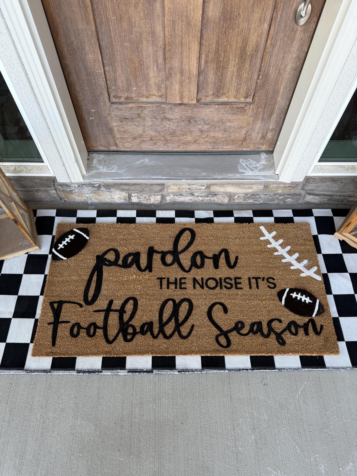 Pardon The Noise It’s Football Season Doormat | Welcome Mat for Football Season | Coir Outdoor Rug | Funny Front Door Mat