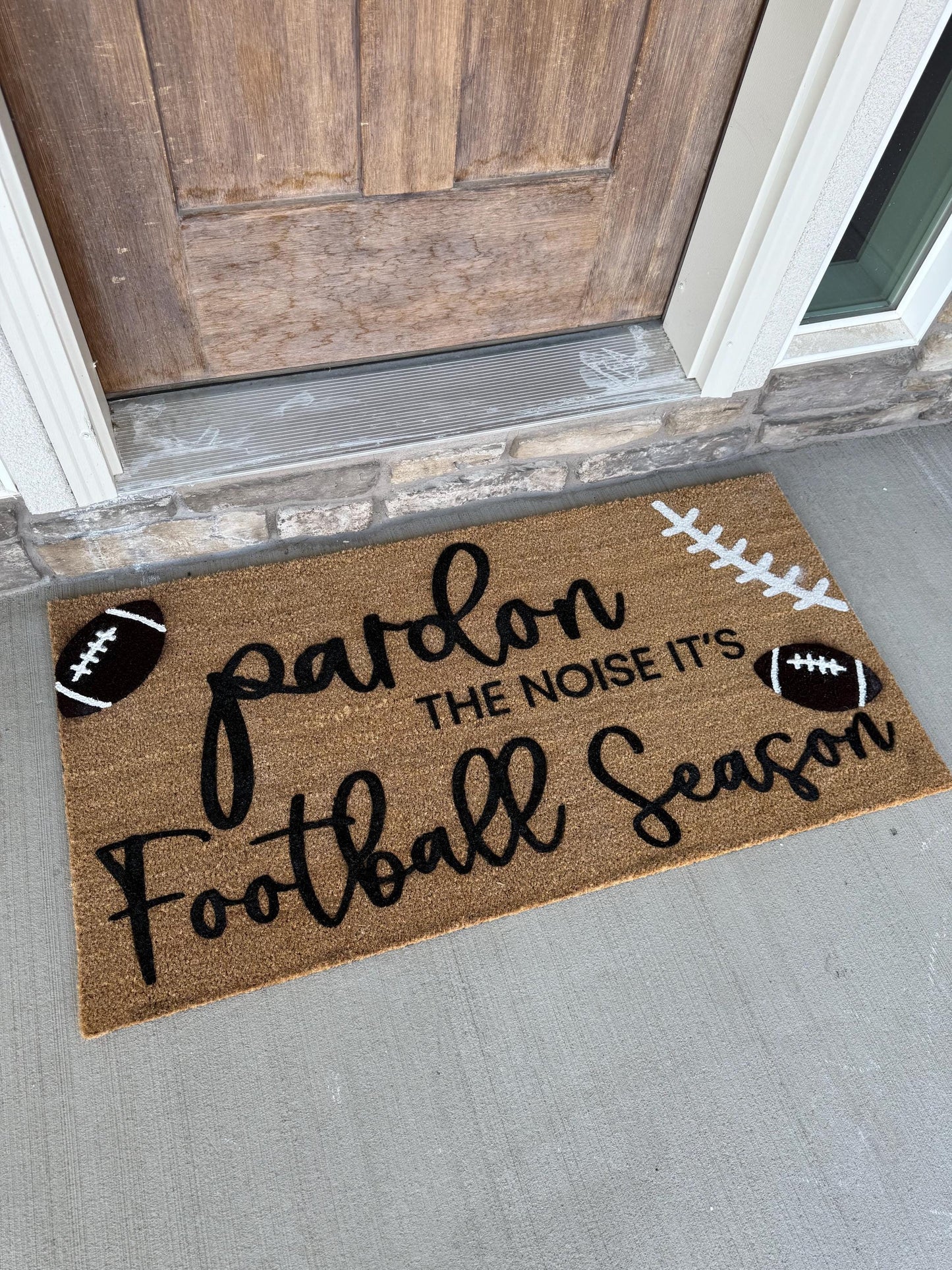 Pardon The Noise It’s Football Season Doormat | Welcome Mat for Football Season | Coir Outdoor Rug | Funny Front Door Mat