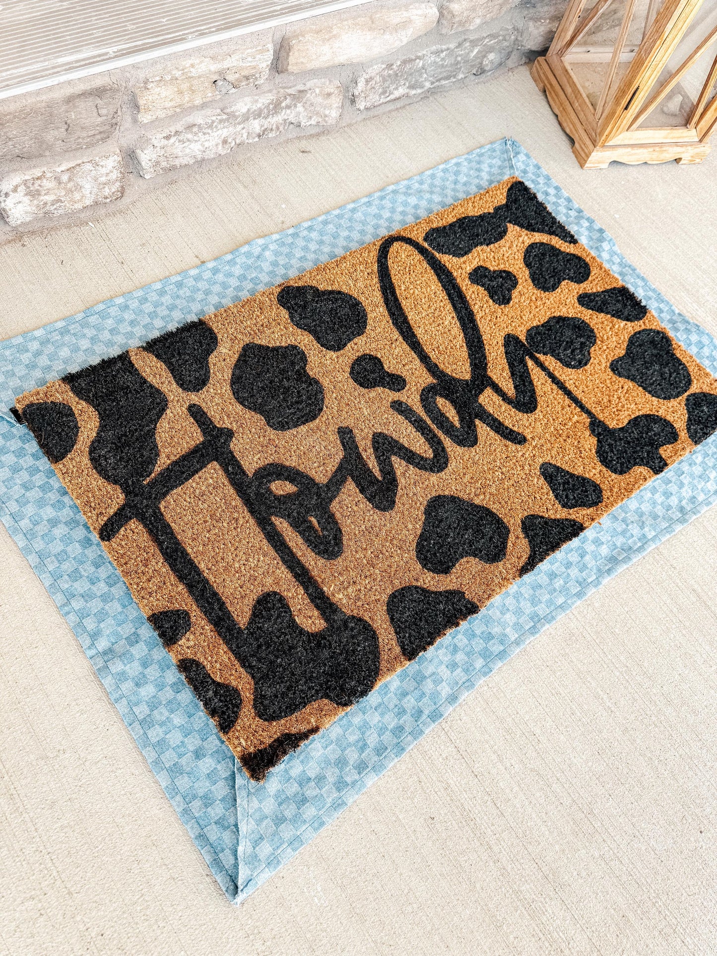 Cowprint Howdy Doormat | Cowprint pattern Rug | Custom Doormat | 18X30 Coir Mat
