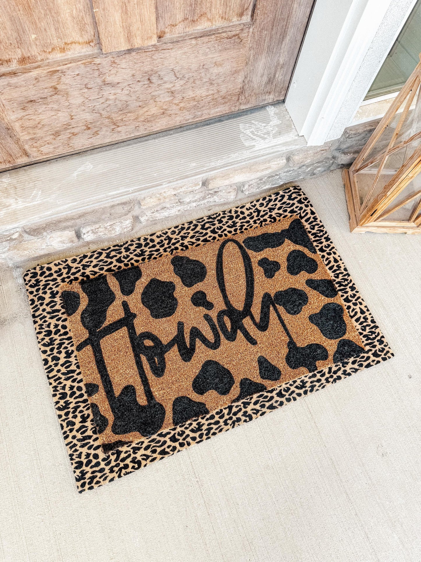 Cowprint Howdy Doormat | Cowprint pattern Rug | Custom Doormat | 18X30 Coir Mat