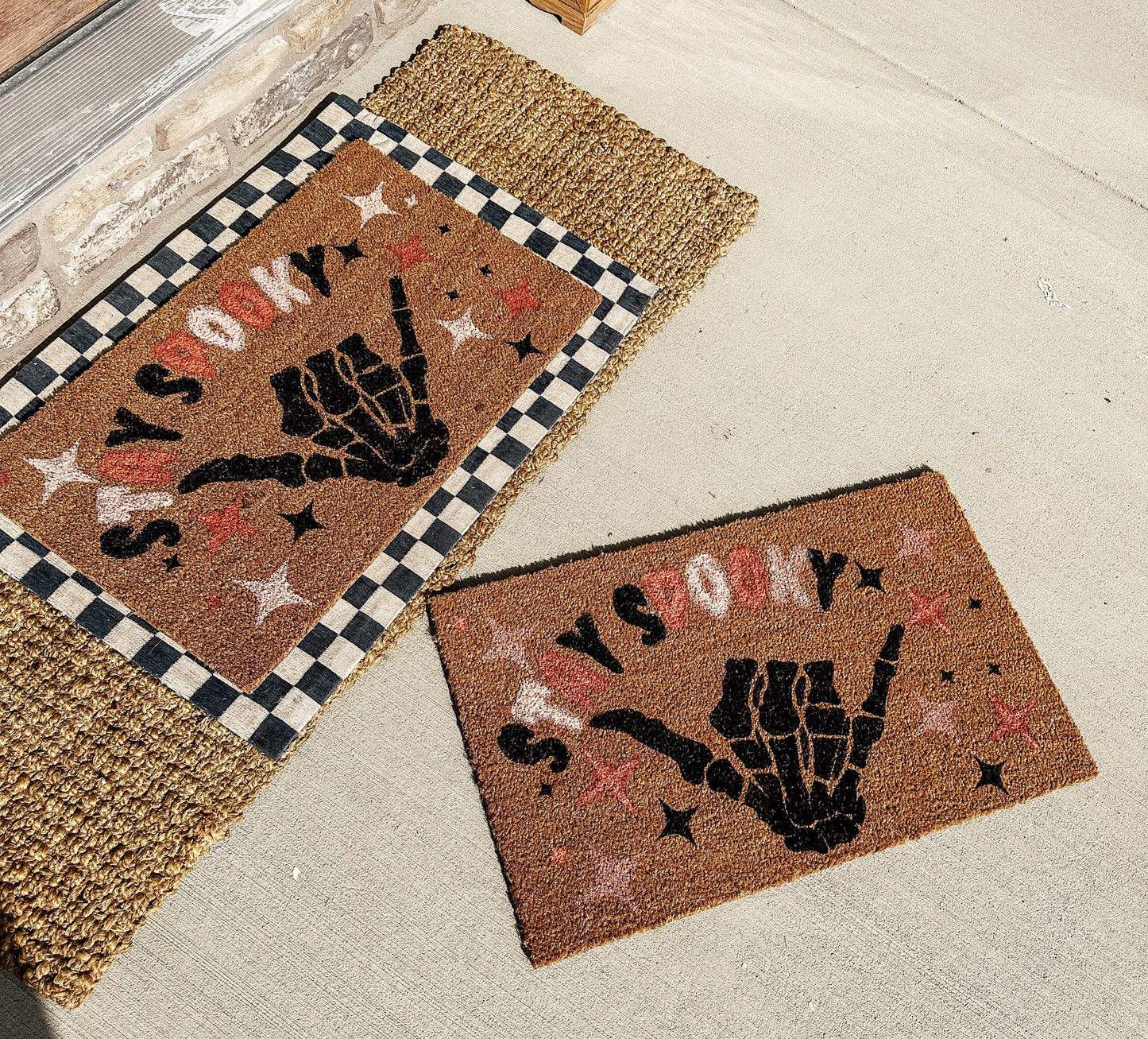 Stay Spooky Doormat| Halloween Porch Decor| Welcome Mat for Fall Porch| Skeleton Decor