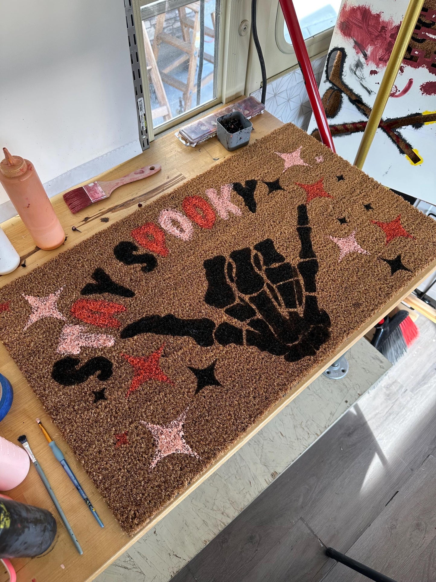 Stay Spooky Doormat| Halloween Porch Decor| Welcome Mat for Fall Porch| Skeleton Decor