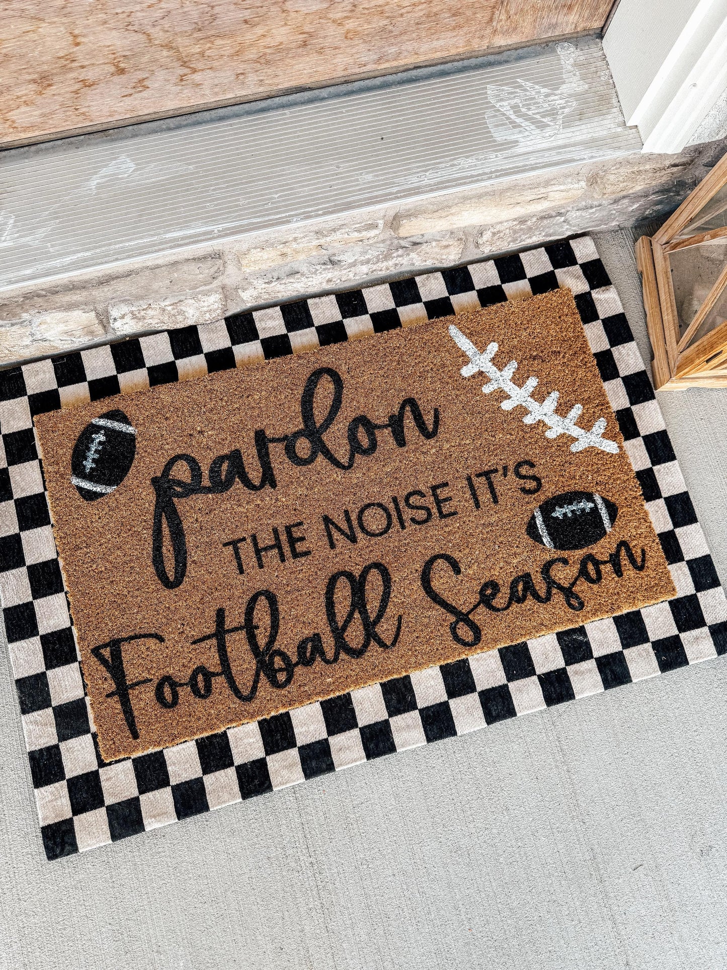 Pardon The Noise It’s Football Season Doormat | Welcome Mat for Football Season | Coir Outdoor Rug | Funny Front Door Mat