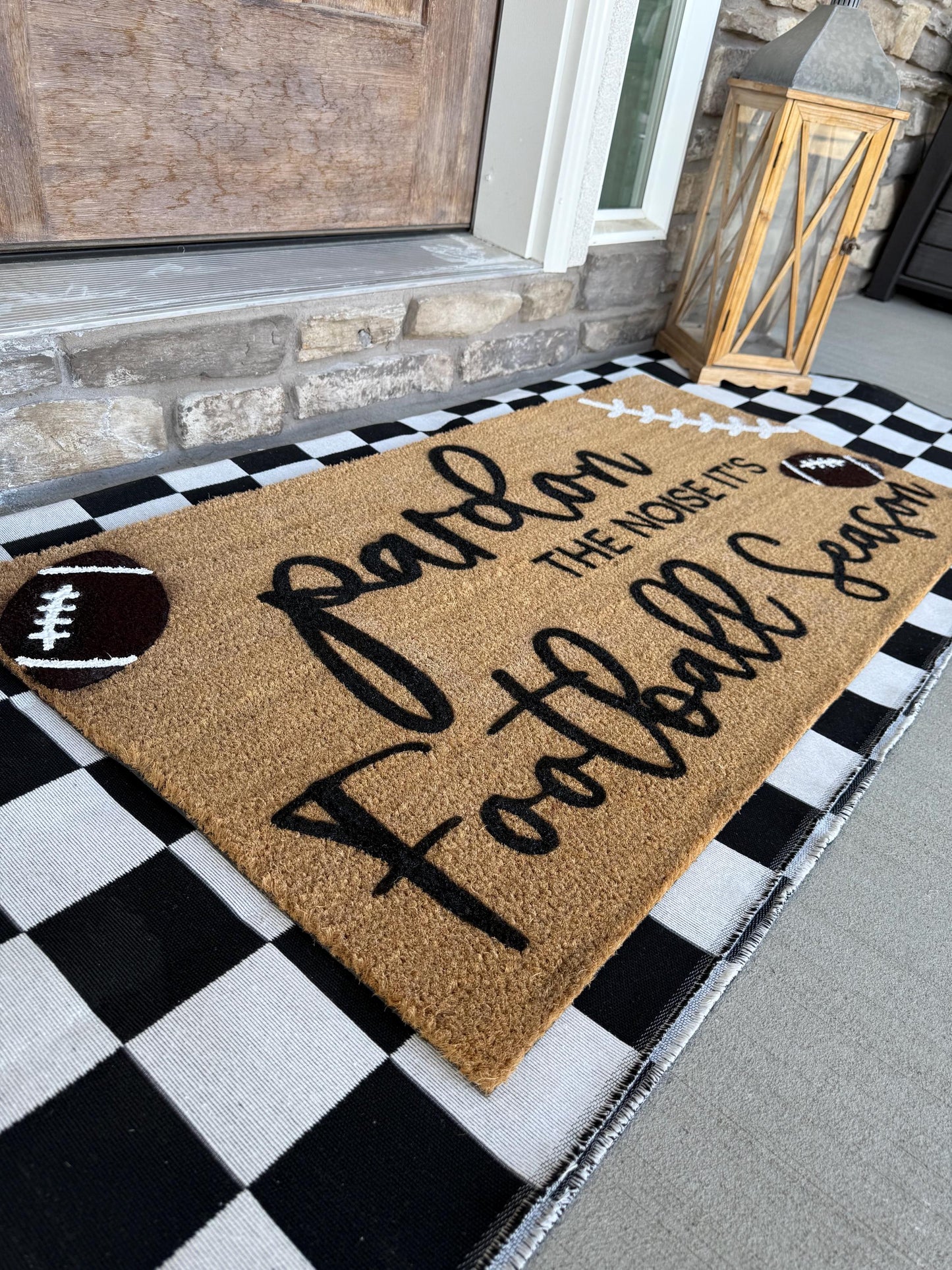 Pardon The Noise It’s Football Season Doormat | Welcome Mat for Football Season | Coir Outdoor Rug | Funny Front Door Mat
