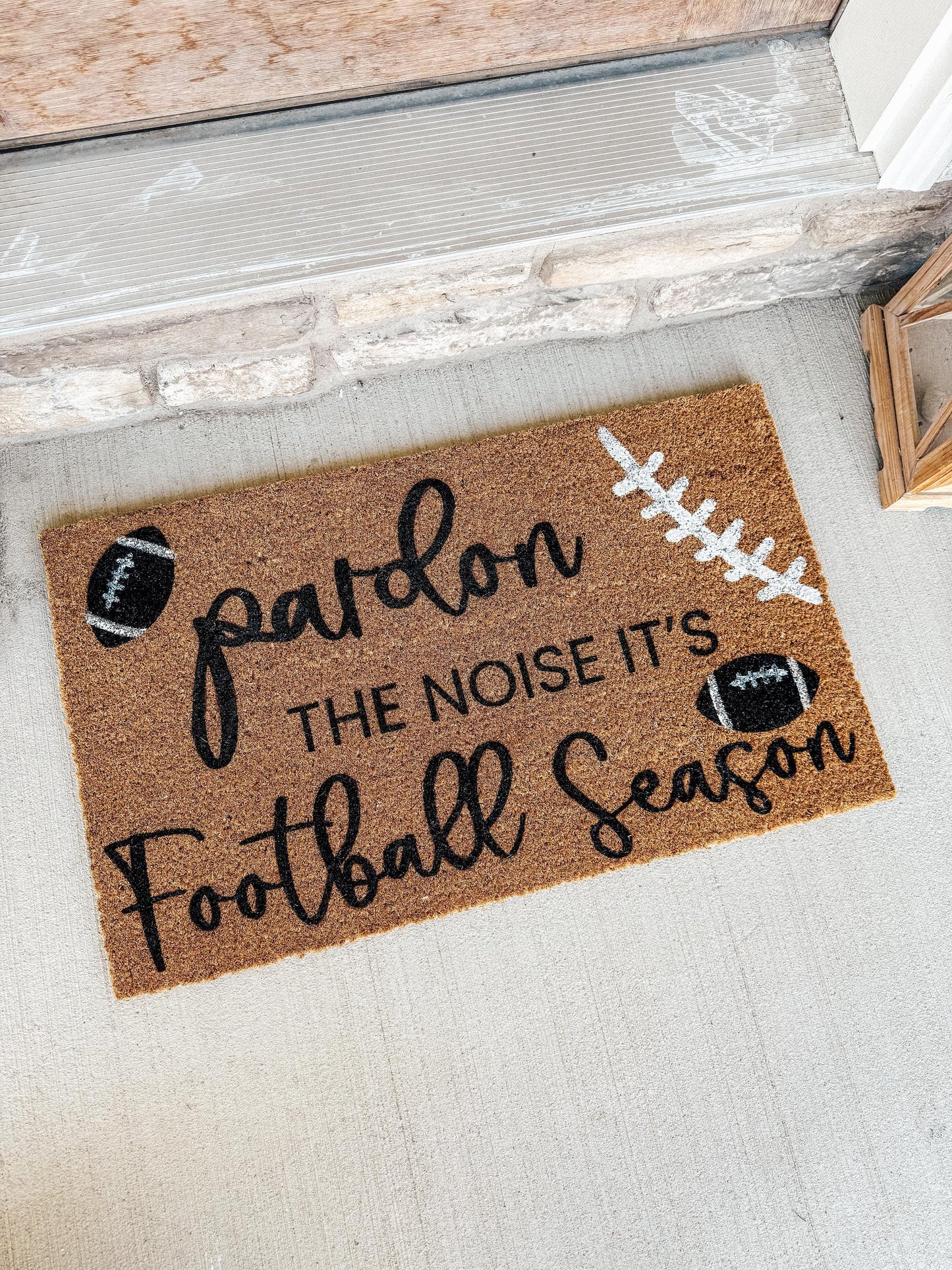 Pardon The Noise It’s Football Season Doormat | Welcome Mat for Football Season | Coir Outdoor Rug | Funny Front Door Mat