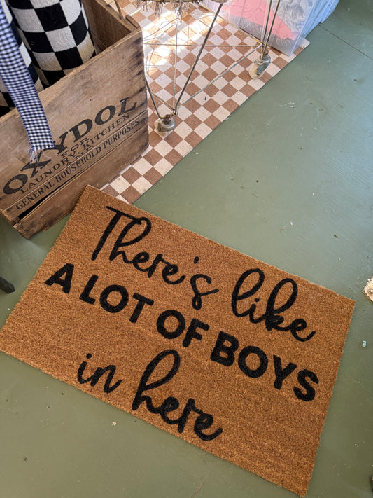 There's Like A Lot of Boys In Here Doormat | Funny Doormat | Funny Welcome Rug | Funny Gift | Porch Gift | Home Gift