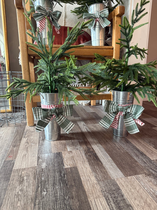 Metal Flower Vase Faux Christmas Trees