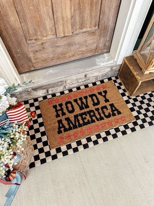 Doormat| 4th of July Doormat | Howdy America | Cute Fourth of July Rug | Porch Decor| 4th of July Party Decor