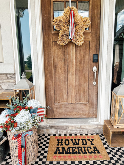 Doormat| 4th of July Doormat | Howdy America | Cute Fourth of July Rug | Porch Decor| 4th of July Party Decor