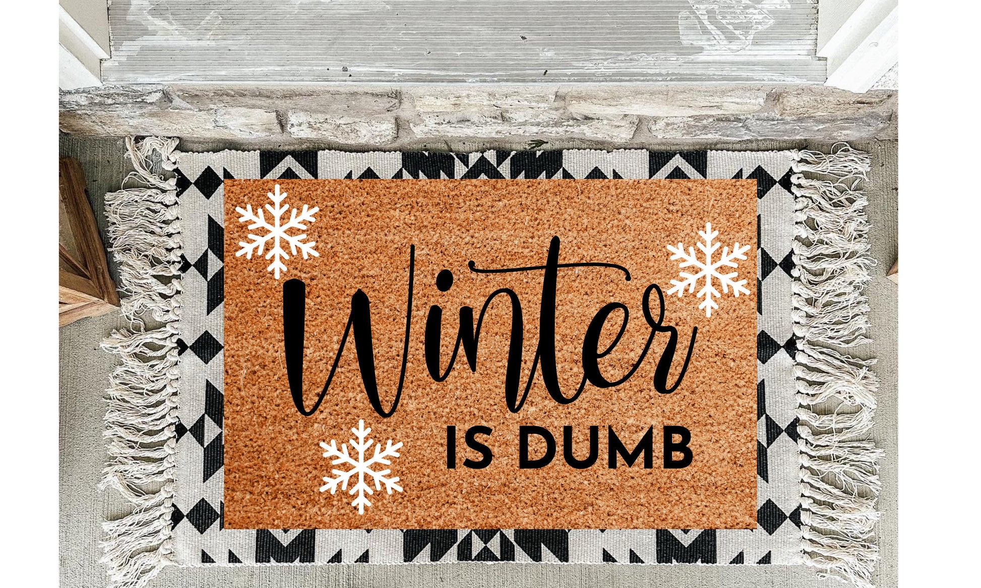 Winter Is Dumb Doormat | Winter Porch Decor | Christmas Porch Decor | Holiday Decor | Funny Entryway Rug | Custom Doormat