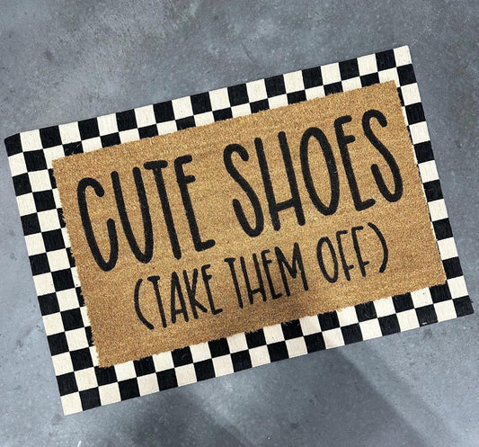 Cute Shoes Take Them Off Doormat | Shoes Off Mat | New House Doormat | Housewarming Gift | Porch Gift | Home Gift