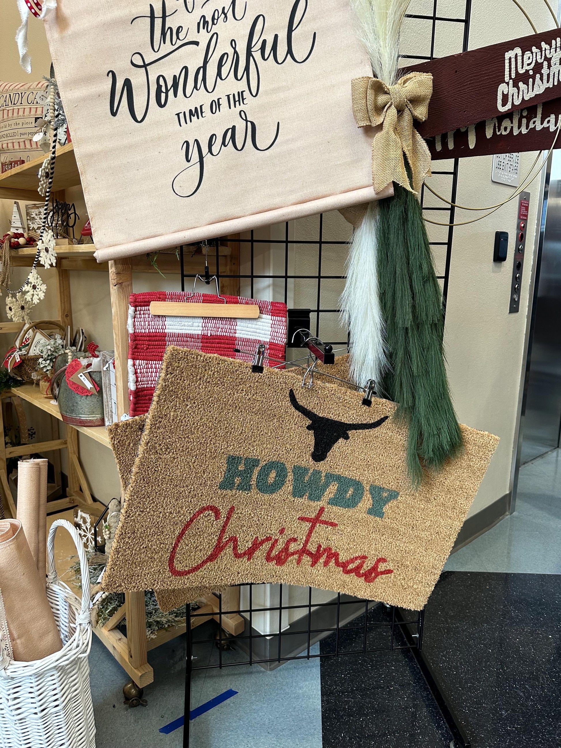 Howdy Christmas Doormat | Country Christmas Home Decor | Custom Doormat | Coir 18X30 Rug