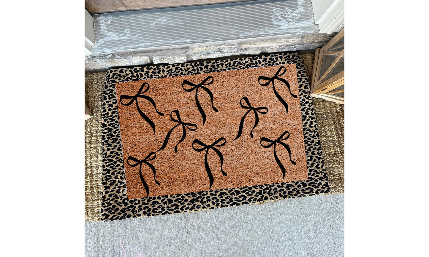 Black Coquette Bows Doormat | Cute Charming Rug | Housewarming Gift | Best Friend Gift | New House Gift | Realtor gift | New Apartment