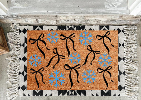 Coquette Bows Winter Themed Rug | Winter Home Decor | Housewarming gift | winter blues gift | Realtor Gift