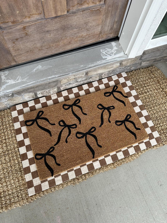 Black Coquette Bows Doormat | Cute Charming Rug | Housewarming Gift | Best Friend Gift | New House Gift | Realtor gift | New Apartment