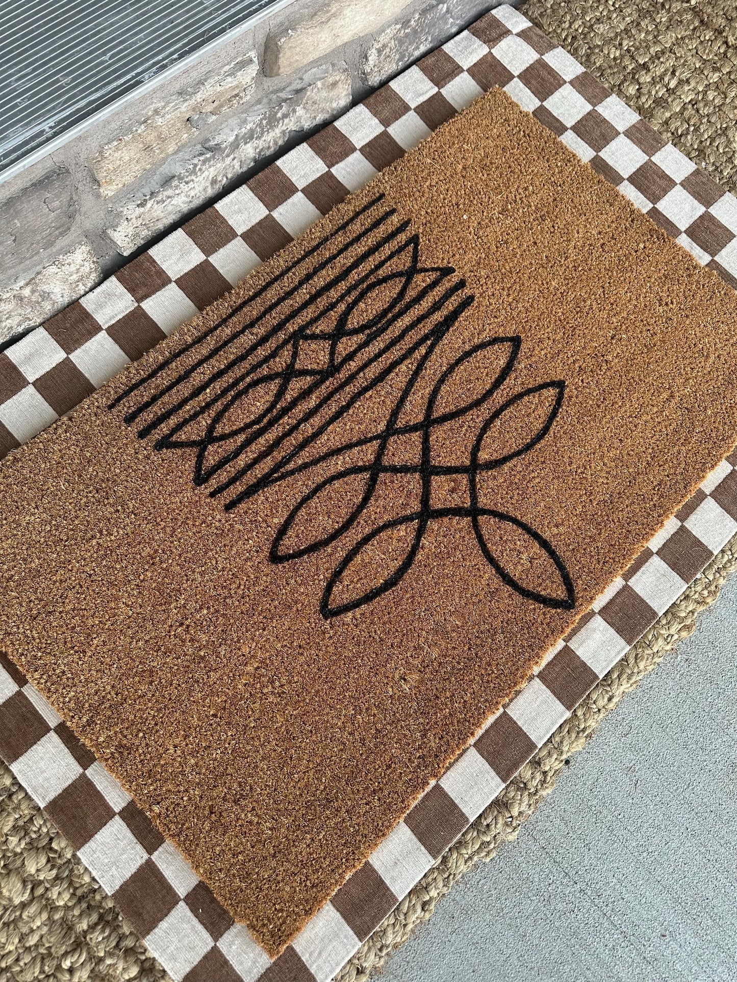 Boot Stitch Pattern Rug | Western Doormat | Western Home Decor | Western Porch Decor