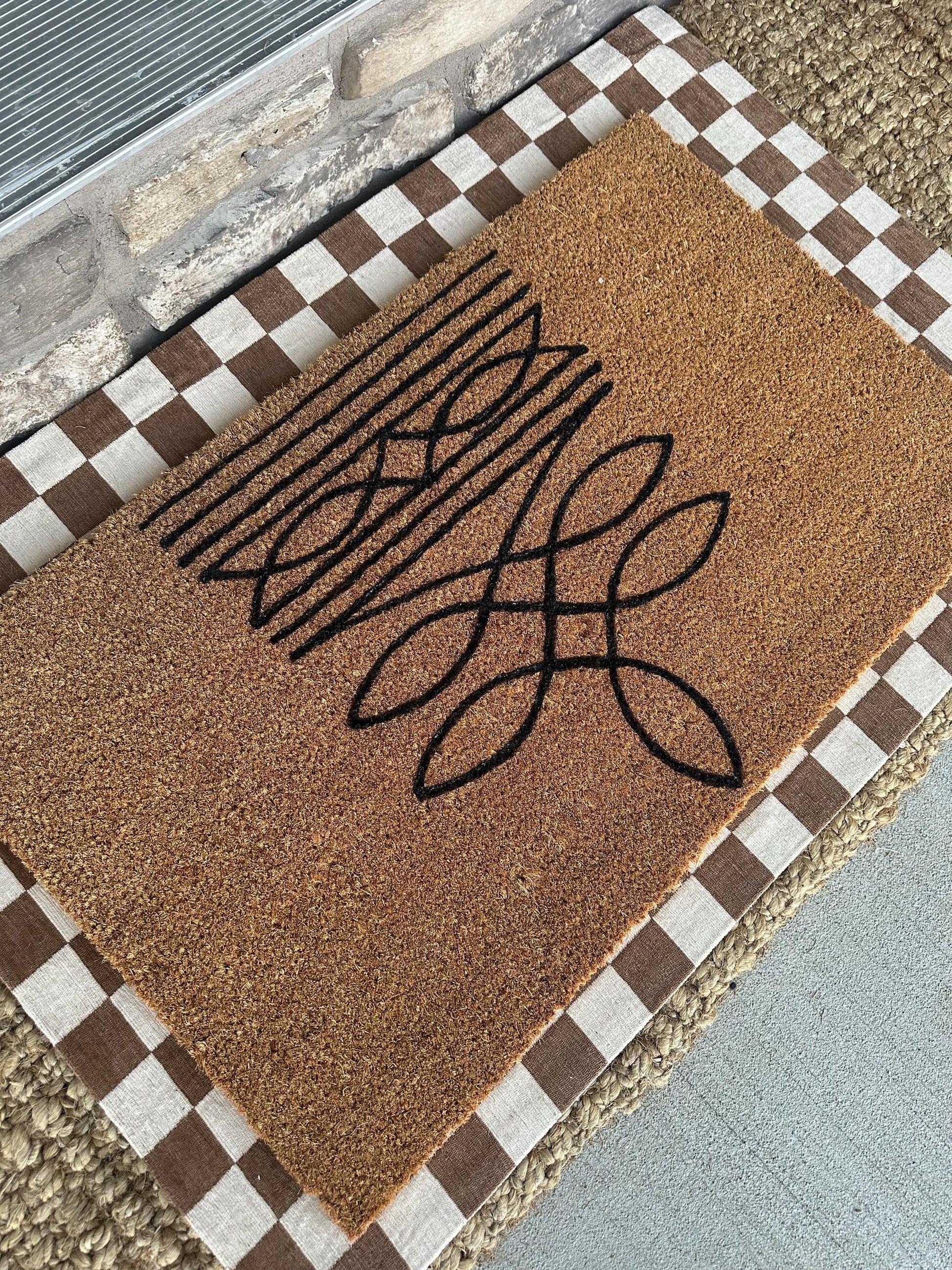 Boot Stitch Pattern Rug | Western Doormat | Western Home Decor | Western Porch Decor
