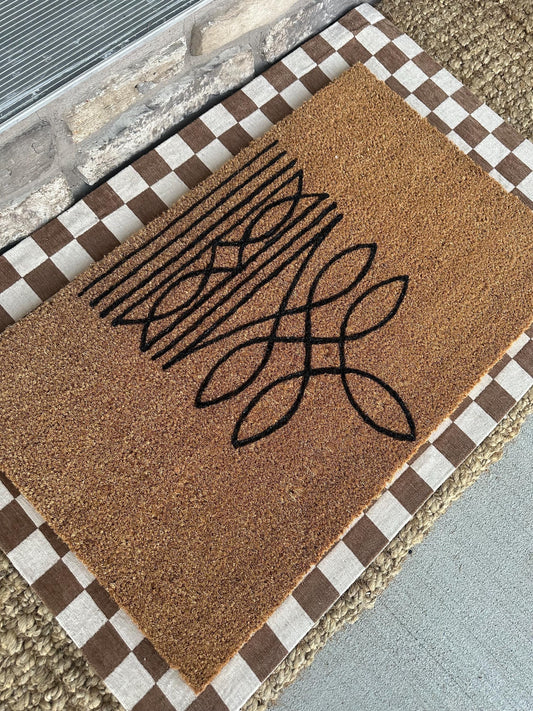 Boot Stitch Coir Doormat: Western Porch Decor (24”x36”)