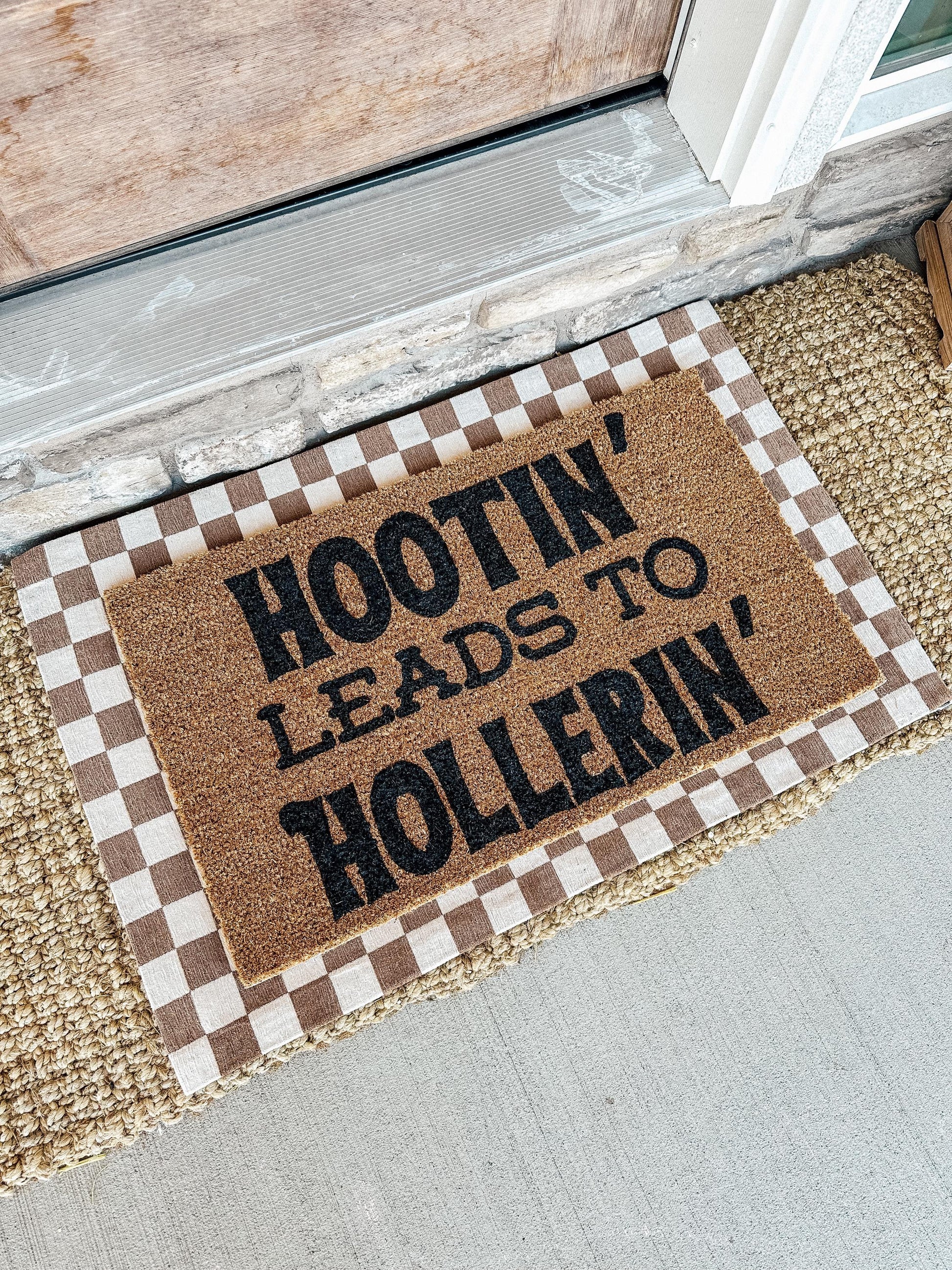 Hootin Leads To Hollerin Doormat | Country Decor for front porch | Western Porch Decor | Farmhouse Doormat