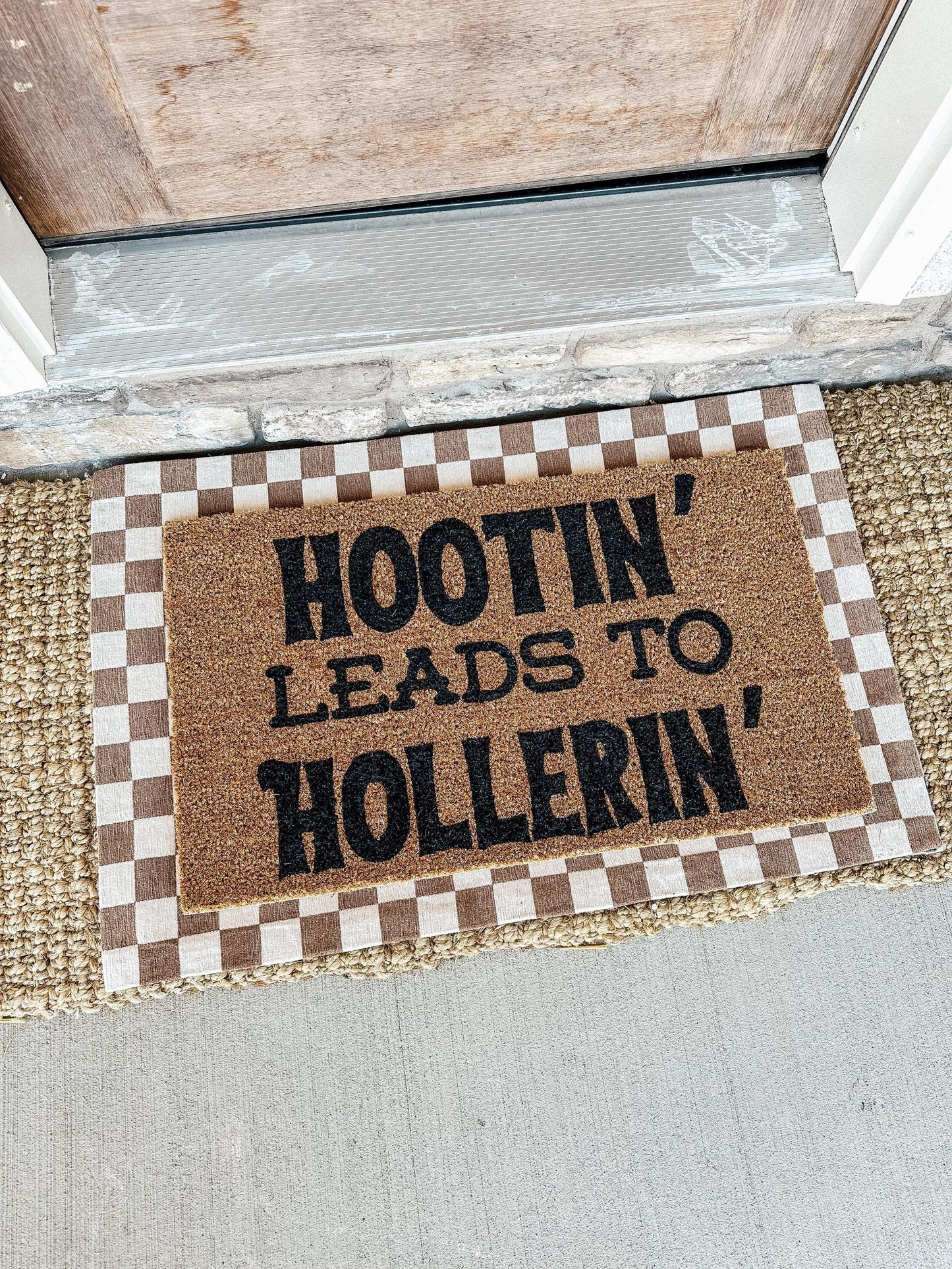Hootin Leads To Hollerin Doormat | Country Decor for front porch | Western Porch Decor | Farmhouse Doormat
