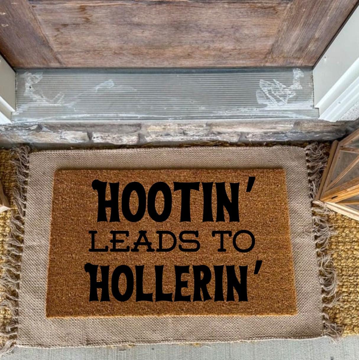 Hootin Leads To Hollerin Doormat | Country Decor for front porch | Western Porch Decor | Farmhouse Doormat