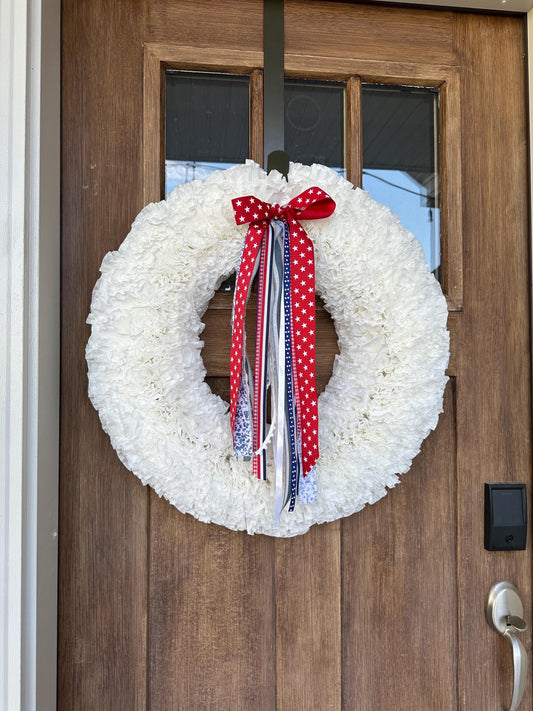 Summer Door Hanger | 4th of July Door Hanger| White Wreath | 4th of July Decor | 4th of July Ribbon | Summer Porch Decor | Memorial Day