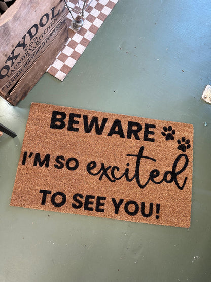Beware of Dog Doormat | Custom Doormat | Coir 18X30 Rug