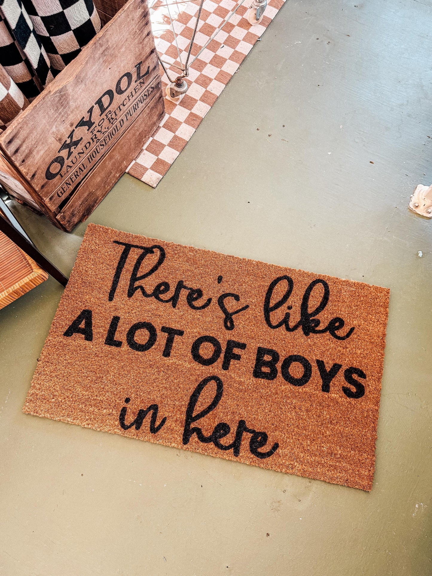 There's Like A Lot of Boys In Here Doormat| Boy mama | Funny Entryway Rug