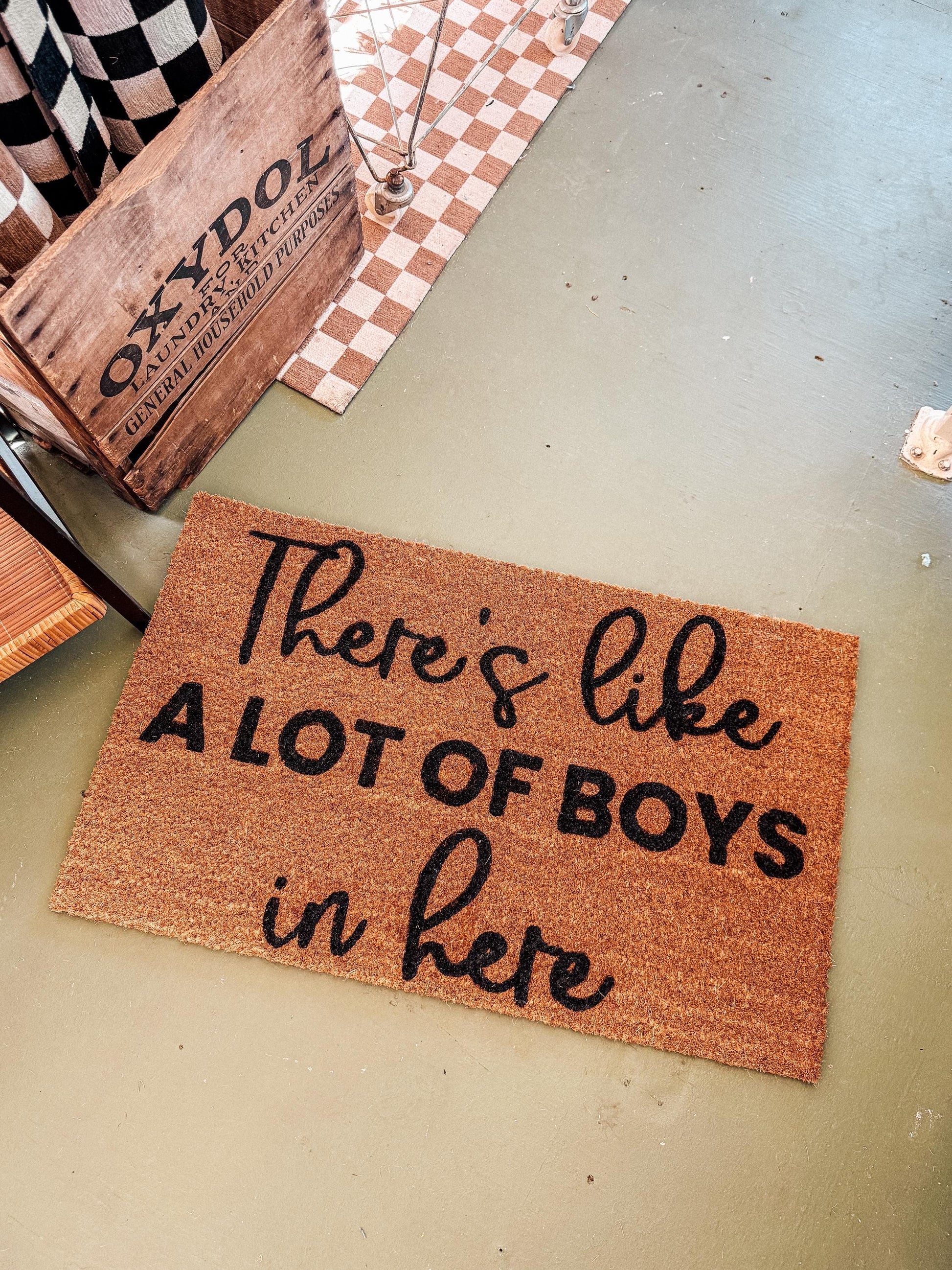 There's Like A Lot of Boys In Here Doormat| Boy mama | Funny Entryway Rug