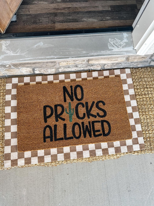 No Pricks Allowed Cactus Doormat | Custom Doormat | Coir 18X30 Rug