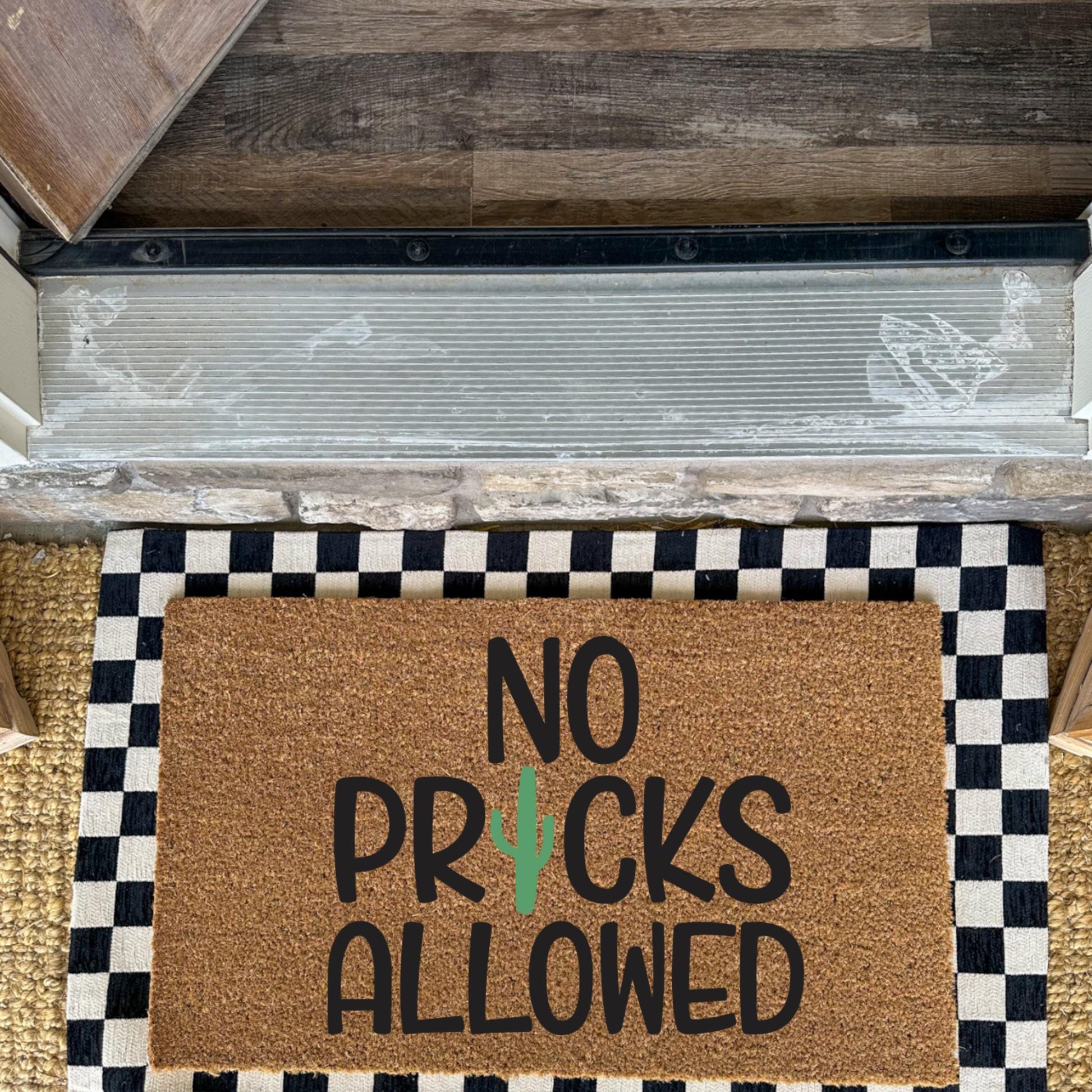 No Pricks Allowed Cactus Doormat | Custom Doormat | Coir 18X30 Rug