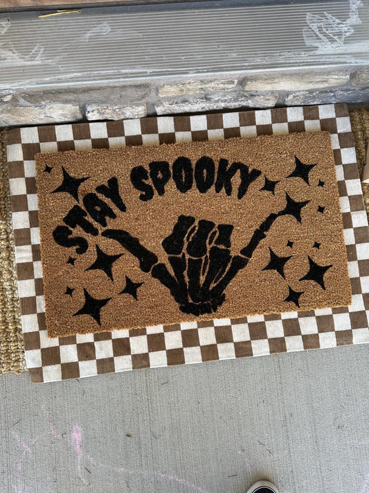 Stay Spooky Doormat| Halloween Porch Decor| Welcome Mat for Fall Porch| Skeleton Decor