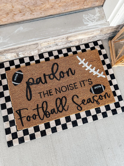 Pardon The Noise It’s Football Season Doormat | Welcome Mat for Football Season | Coir Outdoor Rug | Funny Front Door Mat