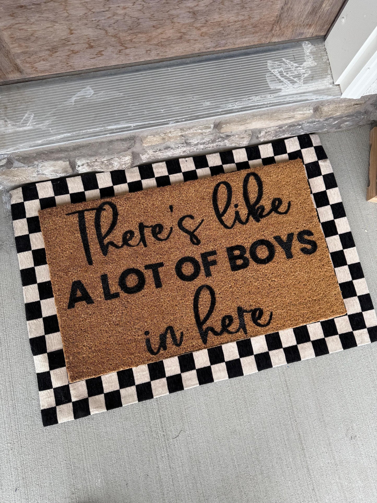 There's Like A Lot of Boys In Here Doormat| Boy mama | Funny Entryway Rug