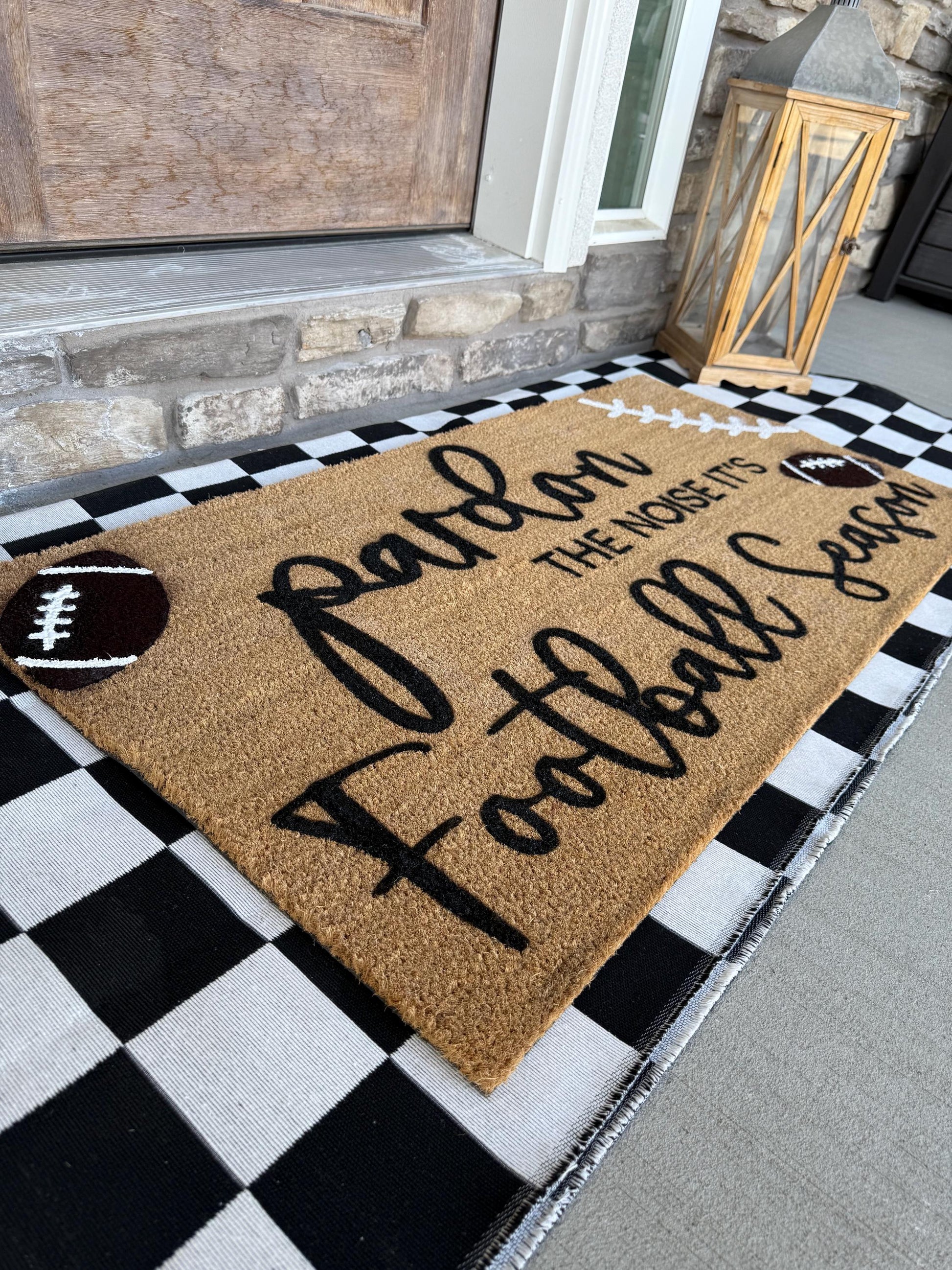 Pardon The Noise It’s Football Season Doormat | Welcome Mat for Football Season | Coir Outdoor Rug | Funny Front Door Mat