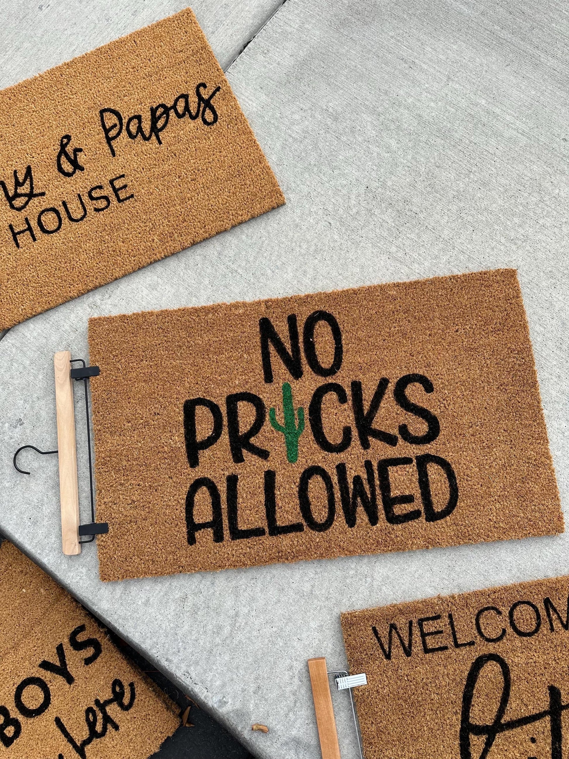 No Pricks Allowed Cactus Doormat | Custom Doormat | Coir 18X30 Rug