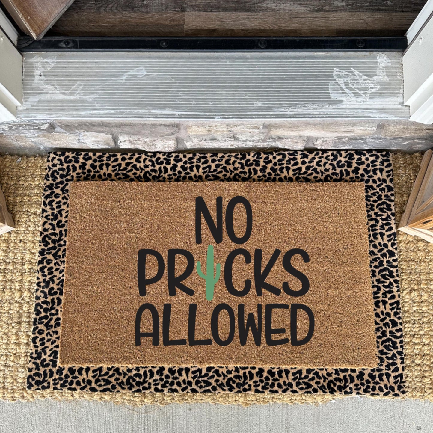 No Pricks Allowed Cactus Doormat | Custom Doormat | Coir 18X30 Rug