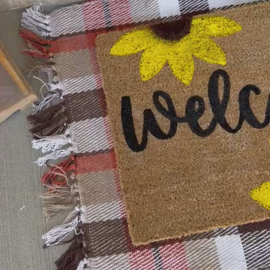 Cute Sunflower Door Mat | Welcome Mat | House warming gift | Rug | Porch Gift | Home Gift for friend | Sister In Law Gift